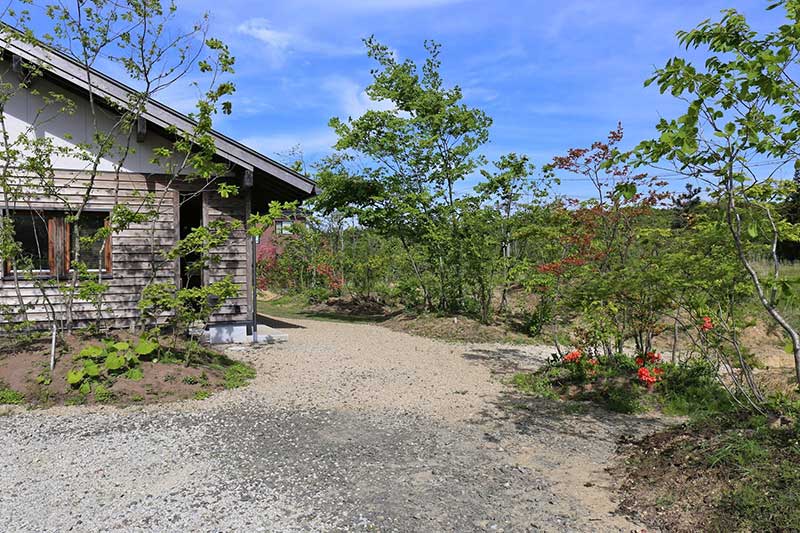 山ツツジ咲く春の庭